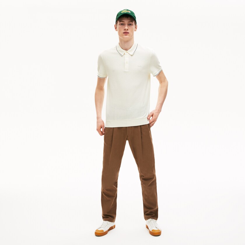 Camisas Lacoste Masculino Branco Pretas Cotton-Silk Piqué Polo PP8-44944P7
