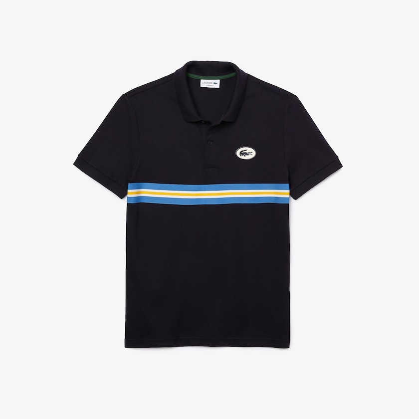 Camisas Lacoste Masculino Azul Marinho Azuis Heritage Regular Fit Badge Cotton Piqué Polo FW0-72117C8