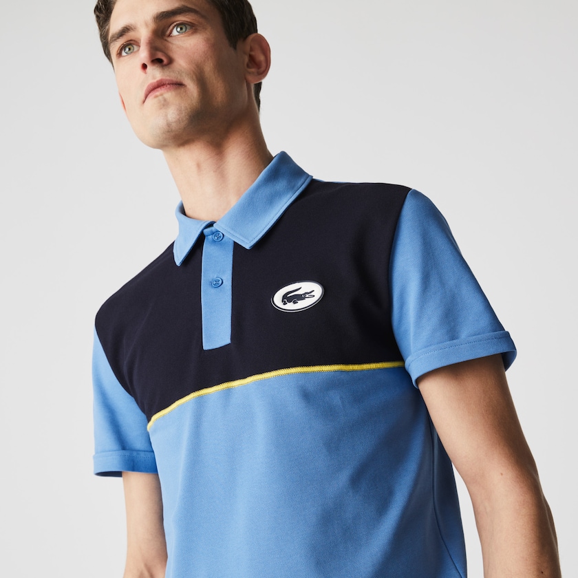 Camisas Lacoste Masculino Azuis Azul Marinho Azuis Heritage Slim Fit Stretch Cotton Piqué Polo ZX3-52585B5