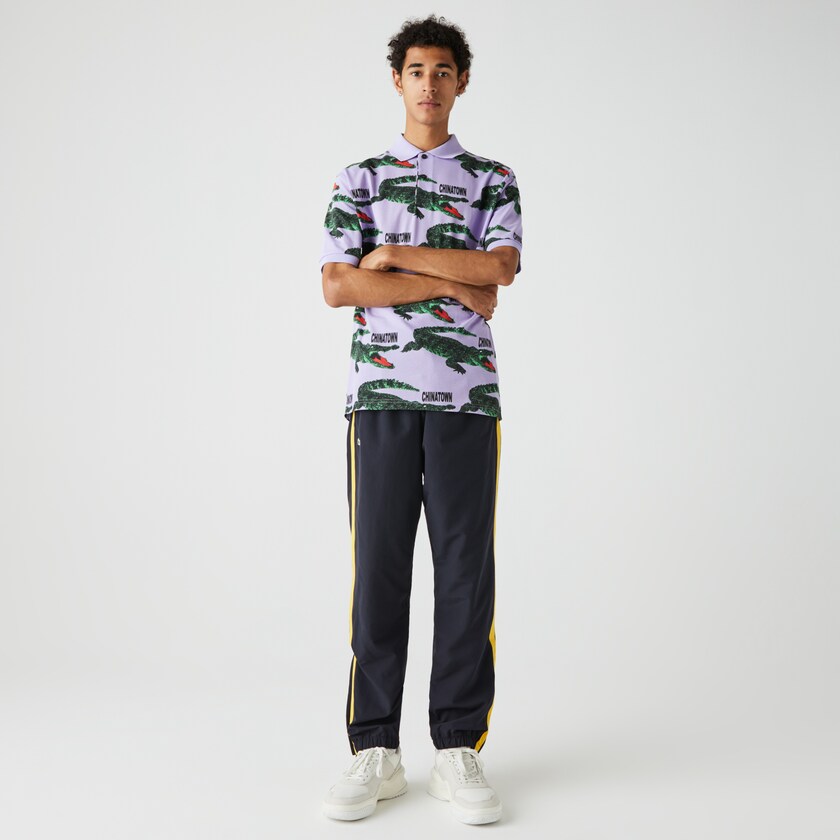 Camisas Lacoste Masculino Roxo Branco LIVE Chinatown Market Collaboration Loose Fit Polo QF3-78287R0