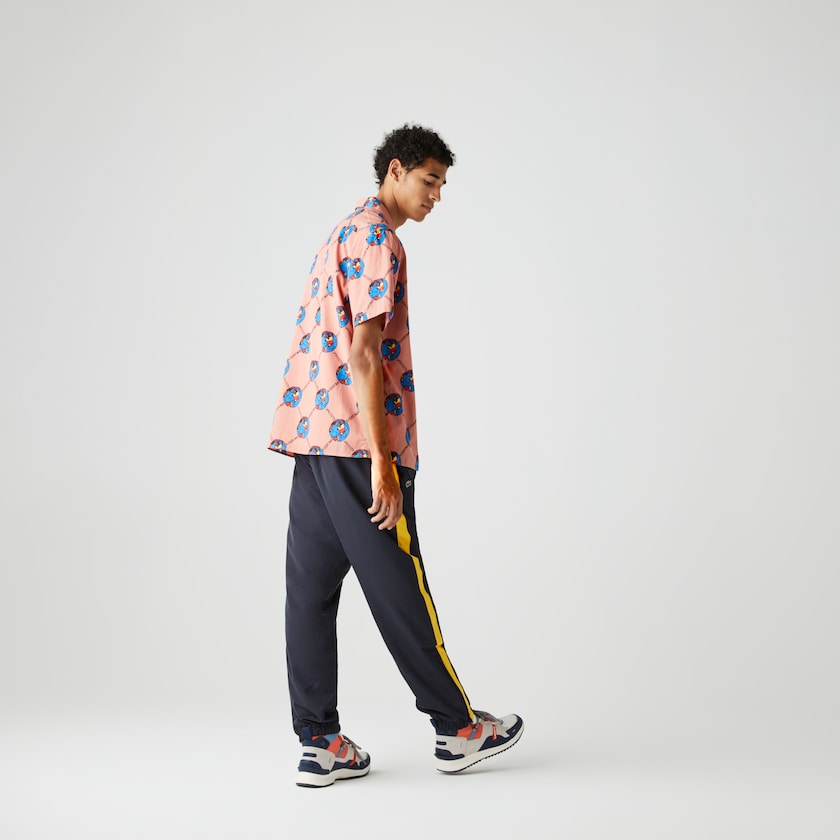 Camisas Lacoste Masculino Rosa Branco LIVE Chinatown Market Collaboration Print ED7-55175Q0