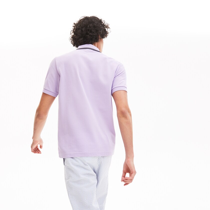 Camisas Lacoste Masculino Roxo Pretas LIVE Striped-Collar Cotton Piqué Polo ZL7-78097O4