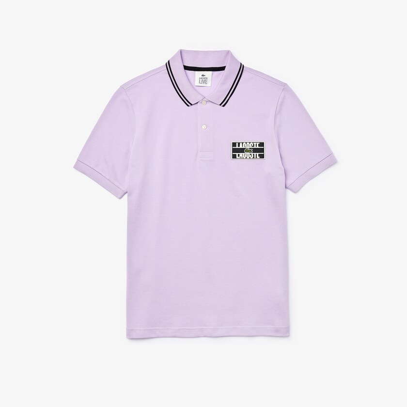 Camisas Lacoste Masculino Roxo Pretas LIVE Striped-Collar Cotton Piqué Polo ZL7-78097O4