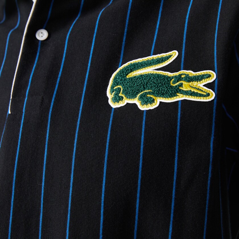 Camisas Lacoste Masculino Pretas Azuis LIVE Striped Cotton Polo ZA6-90839H2