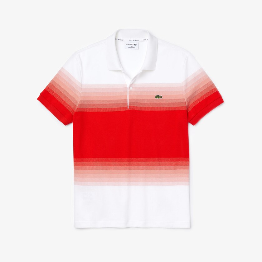Camisas Lacoste Masculino Branco Vermelhas Made in France Cotton Piqué Regular Fit Polo PN4-50965J6