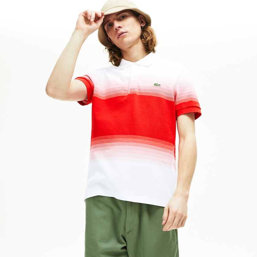 Camisas Lacoste Masculino Branco Vermelhas Made in France Cotton Piqué Regular Fit Polo PN4-50965J6