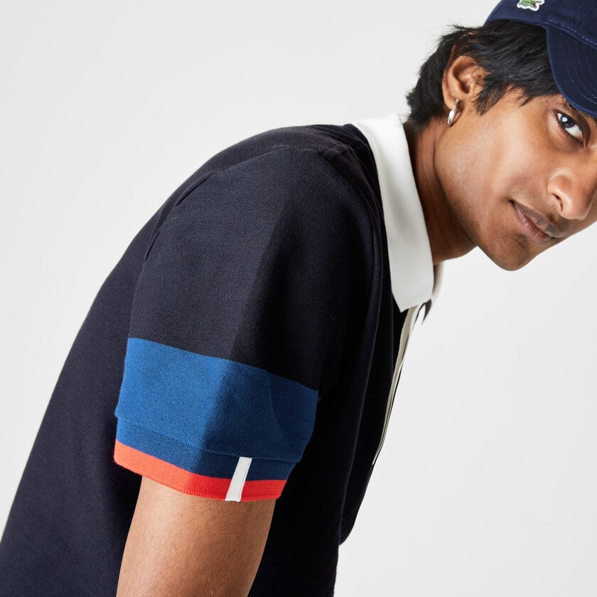 Camisas Lacoste Masculino Azul Marinho Azuis Azuis Branco Vermelhas Made in France Regular Fit Organic Cotton Polo AV5-31033I0