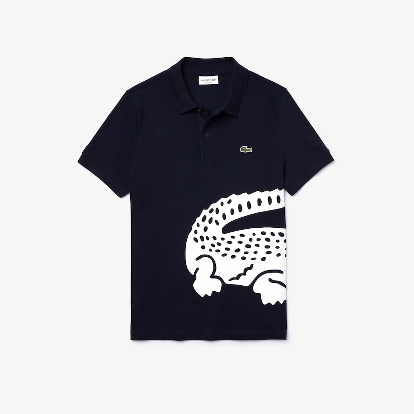 Camisas Lacoste Masculino Azul Marinho Azuis Oversized Crocodile Print Polo WJ6-95629Y6