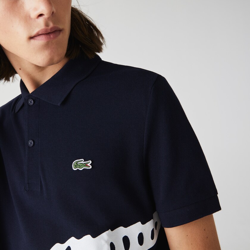 Camisas Lacoste Masculino Azul Marinho Azuis Oversized Crocodile Print Polo WJ6-95629Y6