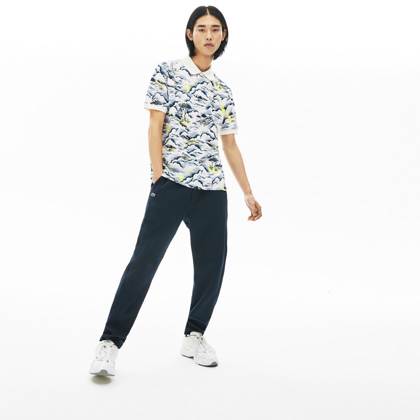 Camisas Lacoste Masculino Roxo Amarelas Branco Print Cotton Piqué Classic Fit Polo AO8-57485W9
