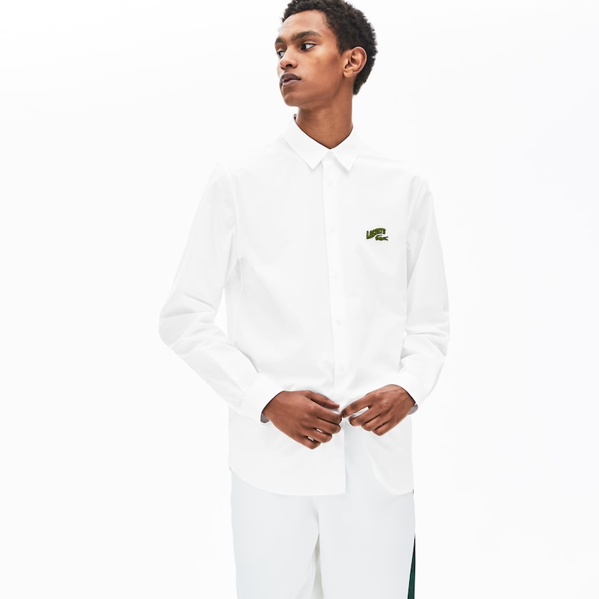Camisas Lacoste Masculino Branco Regular Fit Badge Logo UR4-50895Y9