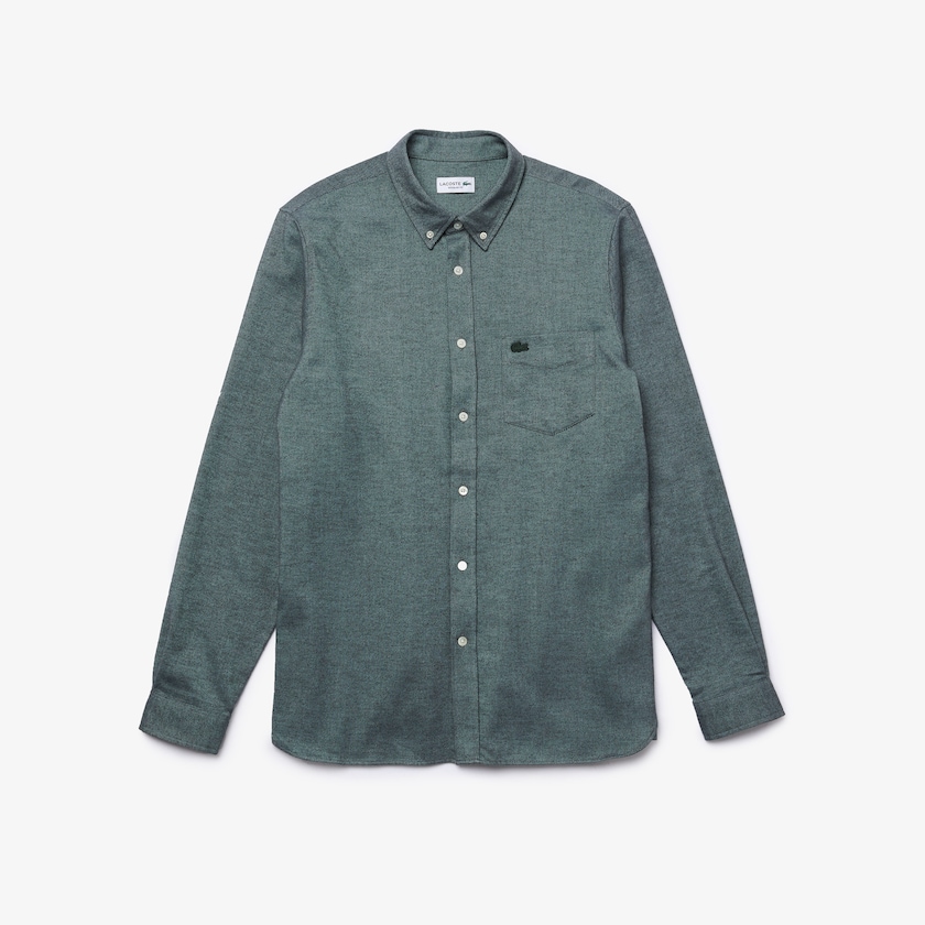 Camisas Lacoste Masculino Verdes Azuis Regular Fit Brushed Effect Cotton WI8-21002M5