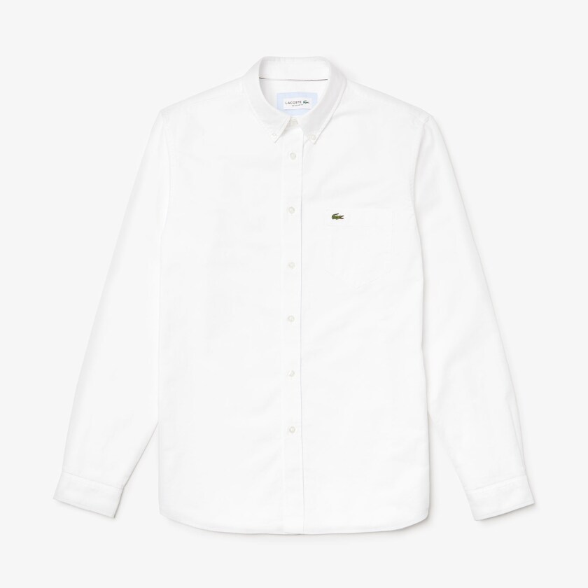 Camisas Lacoste Masculino Branco Regular Fit Cotton Oxford PH2-29242N6