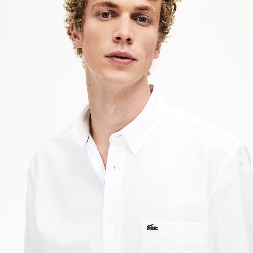 Camisas Lacoste Masculino Branco Regular Fit Cotton Oxford PH2-29242N6