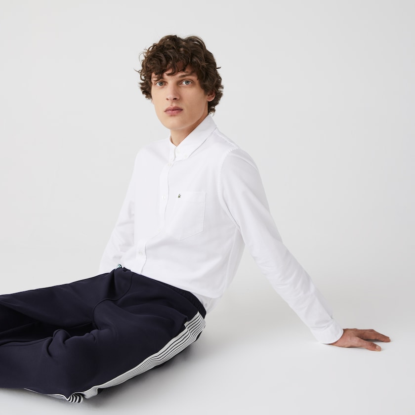 Camisas Lacoste Masculino Branco Regular Fit Cotton Oxford PH2-29242N6