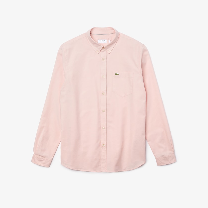 Camisas Lacoste Masculino Luz Rosa Regular Fit Cotton Oxford WU0-21342U6