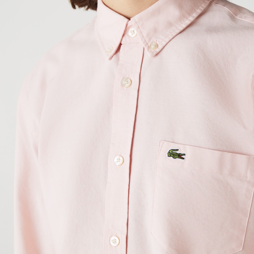 Camisas Lacoste Masculino Luz Rosa Regular Fit Cotton Oxford WU0-21342U6