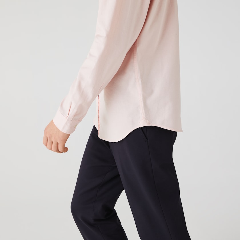 Camisas Lacoste Masculino Luz Rosa Regular Fit Cotton Oxford WU0-21342U6