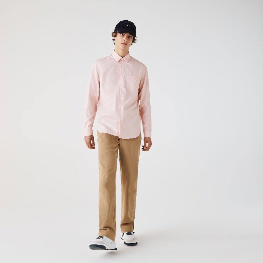 Camisas Lacoste Masculino Luz Rosa Regular Fit Cotton Poplin BY9-22042W6