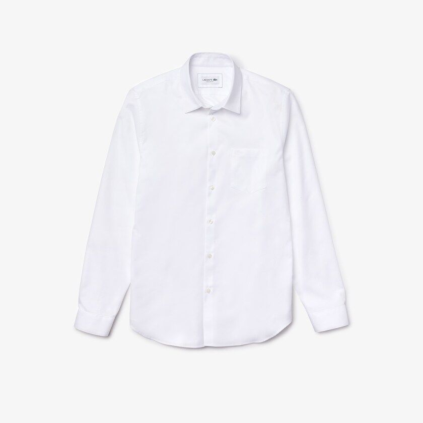Camisas Lacoste Masculino Branco Regular Fit Cotton Poplin GR1-35963V0