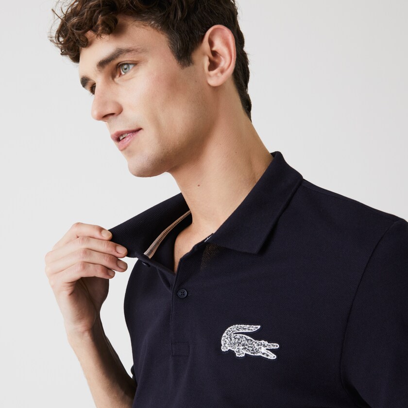 Camisas Lacoste Masculino Azul Marinho Azuis Regular Fit Crocodile Badge Cotton Piqué Polo FP5-82298I3