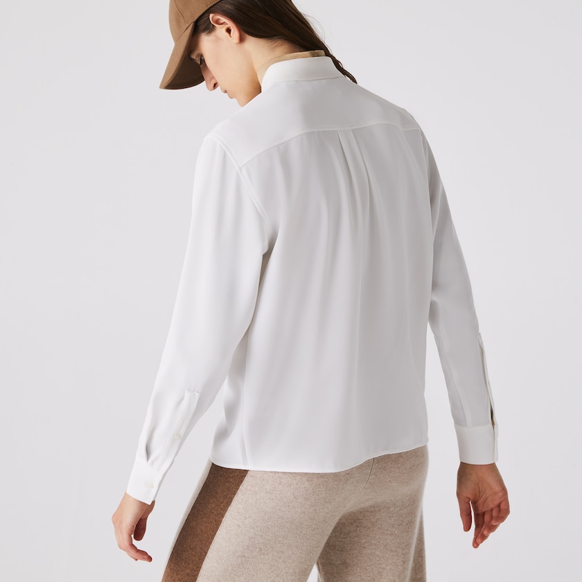 Camisas Lacoste Feminino Branco Regular Fit Flowy VH8-79907Z1