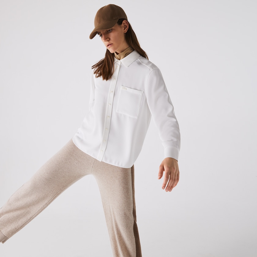Camisas Lacoste Feminino Branco Regular Fit Flowy VH8-79907Z1