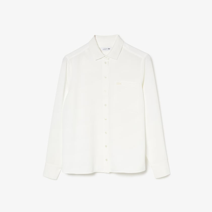 Camisas Lacoste Feminino Branco Regular Fit Flowy VH8-79907Z1