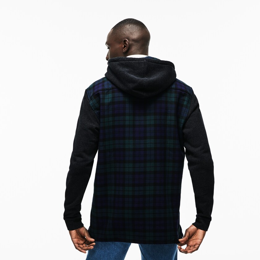 Camisas Lacoste Masculino Verdes Branco Regular Fit Hooded Check Cotton Flannel CM4-88318P0
