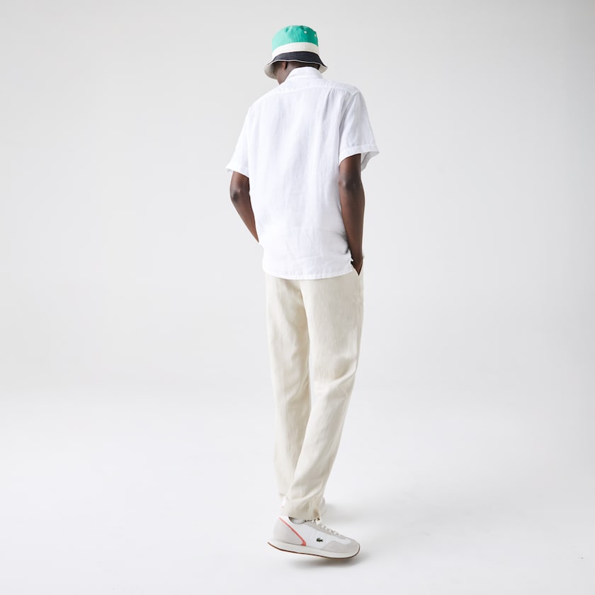Camisas Lacoste Masculino Branco Regular Fit Linen QC9-69696D7