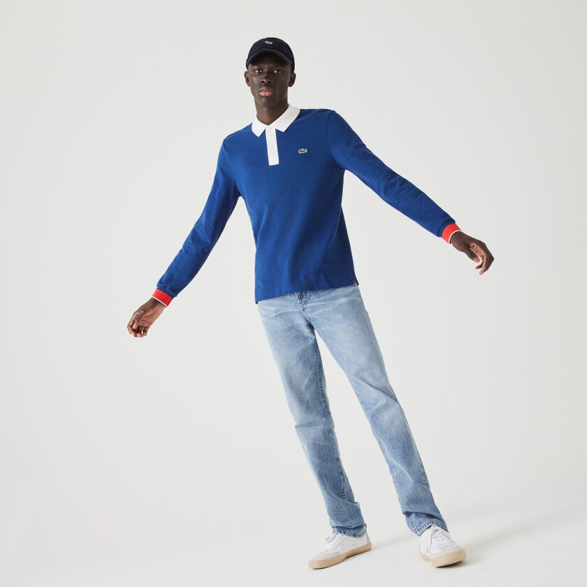 Camisas Lacoste Masculino Azuis Branco Vermelhas Regular Fit Made in France Polo LI5-78487W6