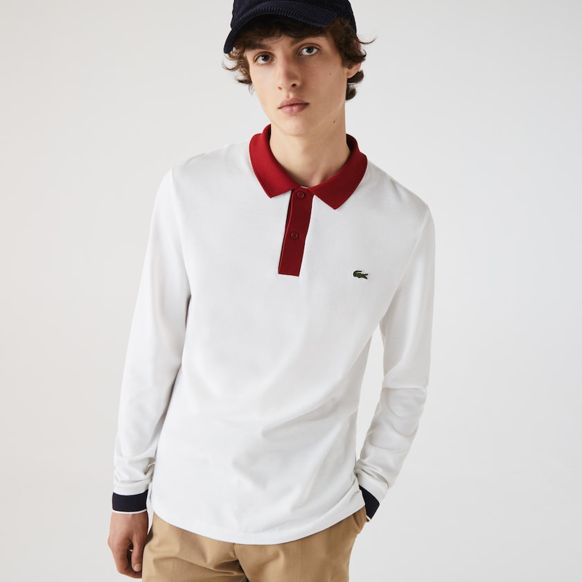 Camisas Lacoste Masculino Branco Vermelhas Escuro Azul Marinho Azuis Regular Fit Made in France Polo KG8-62216R4