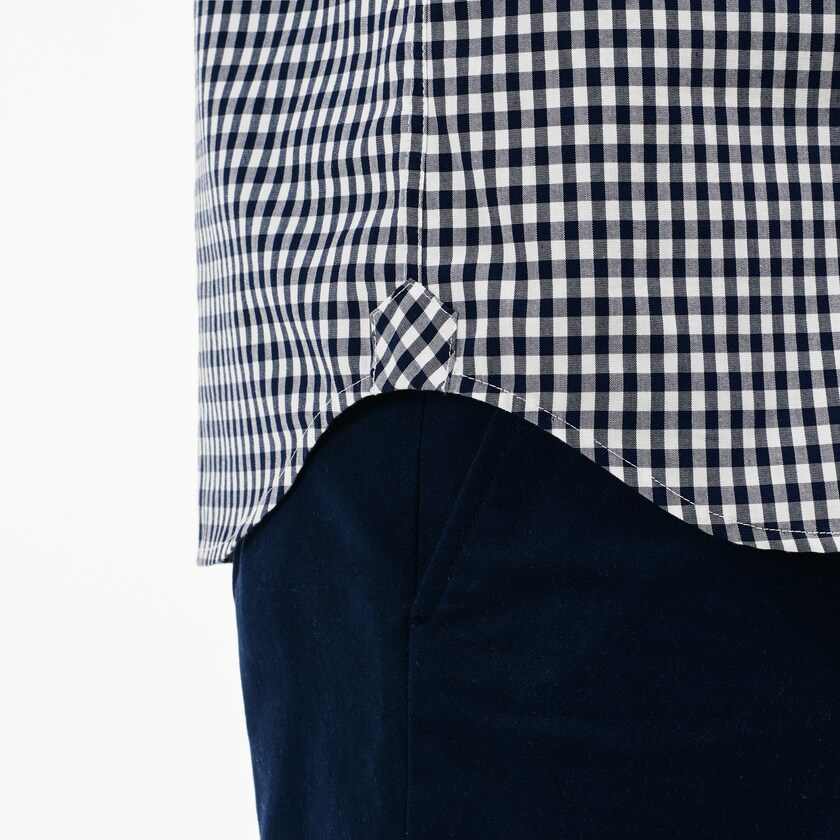 Camisas Lacoste Masculino Azul Marinho Azuis Branco Regular Fit Mini Check Poplin WE2-97339J6