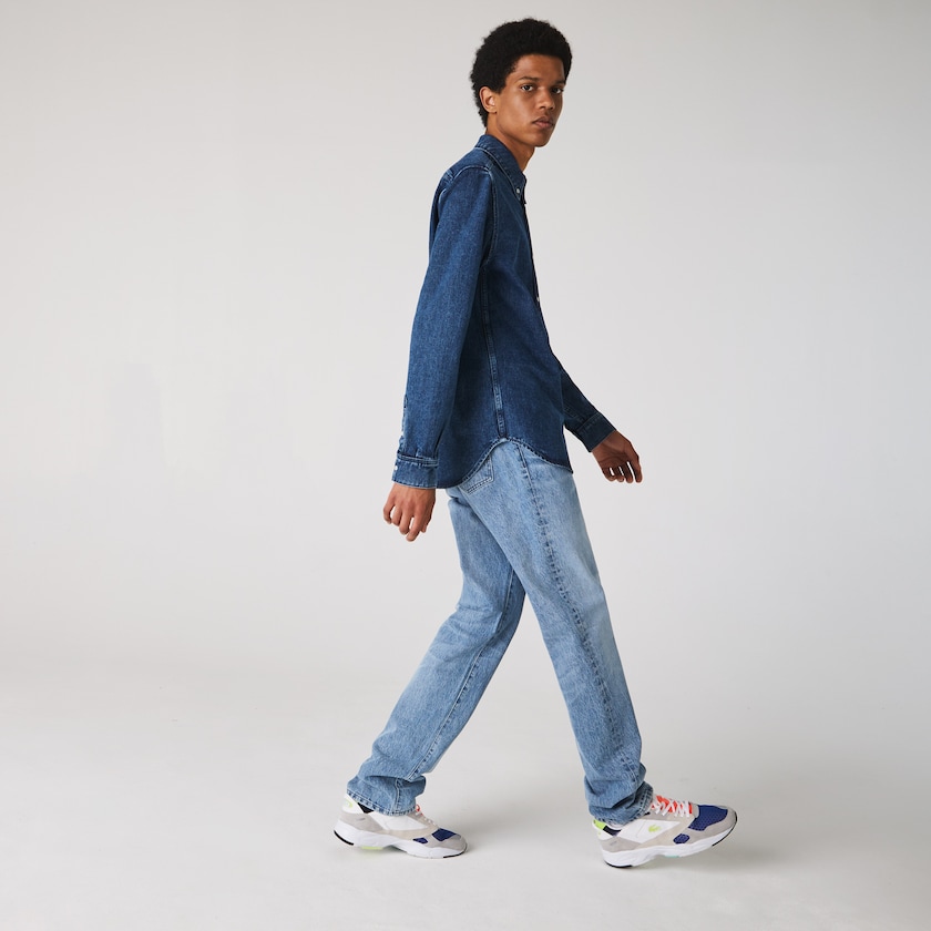Camisas Lacoste Masculino Azuis Regular Fit Natural Cotton Denim RI0-76047E2