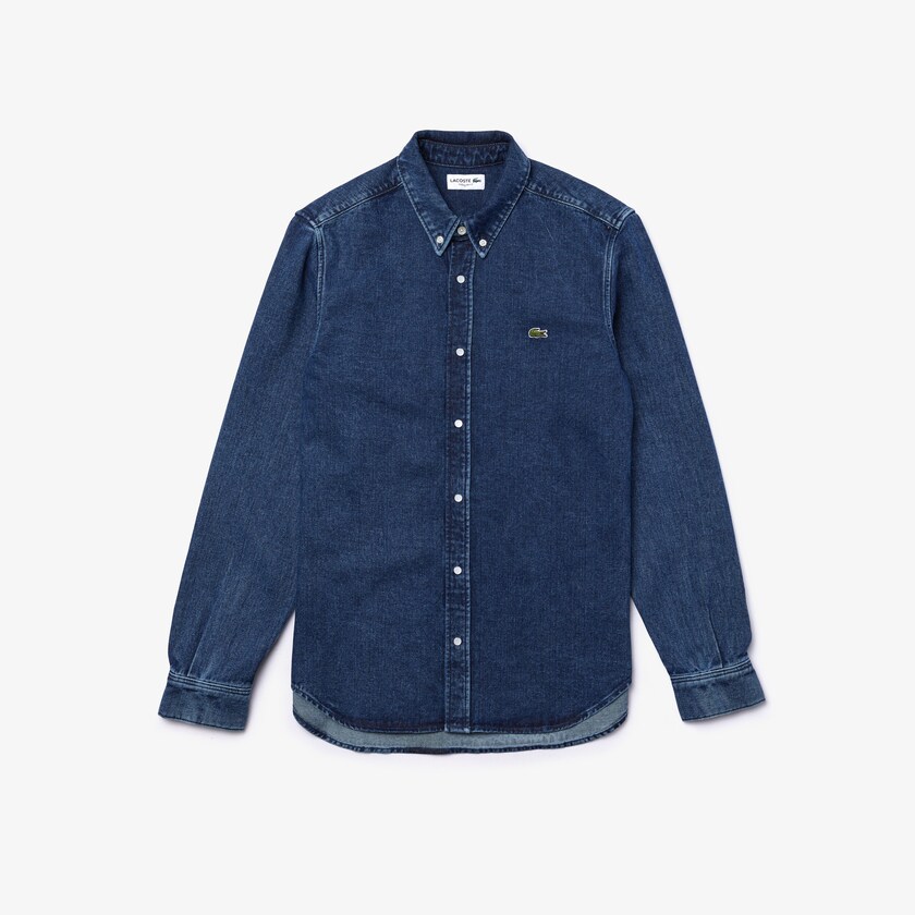 Camisas Lacoste Masculino Azuis Regular Fit Natural Cotton Denim RI0-76047E2
