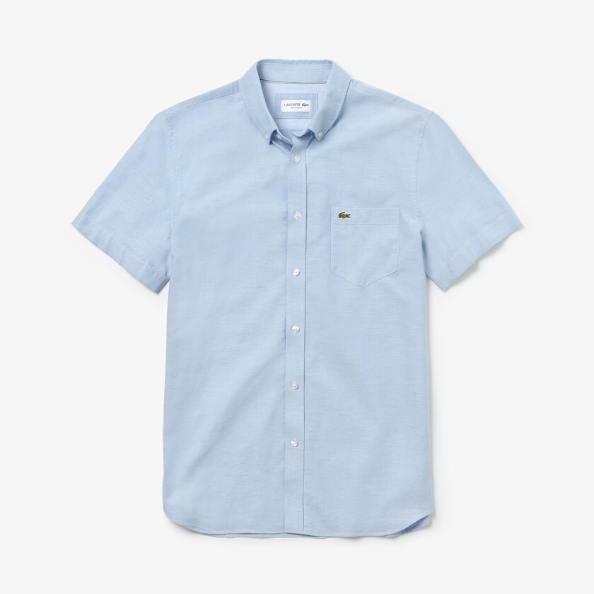 Camisas Lacoste Masculino Luz Azuis Regular Fit Oxford Cotton MW3-72317D8