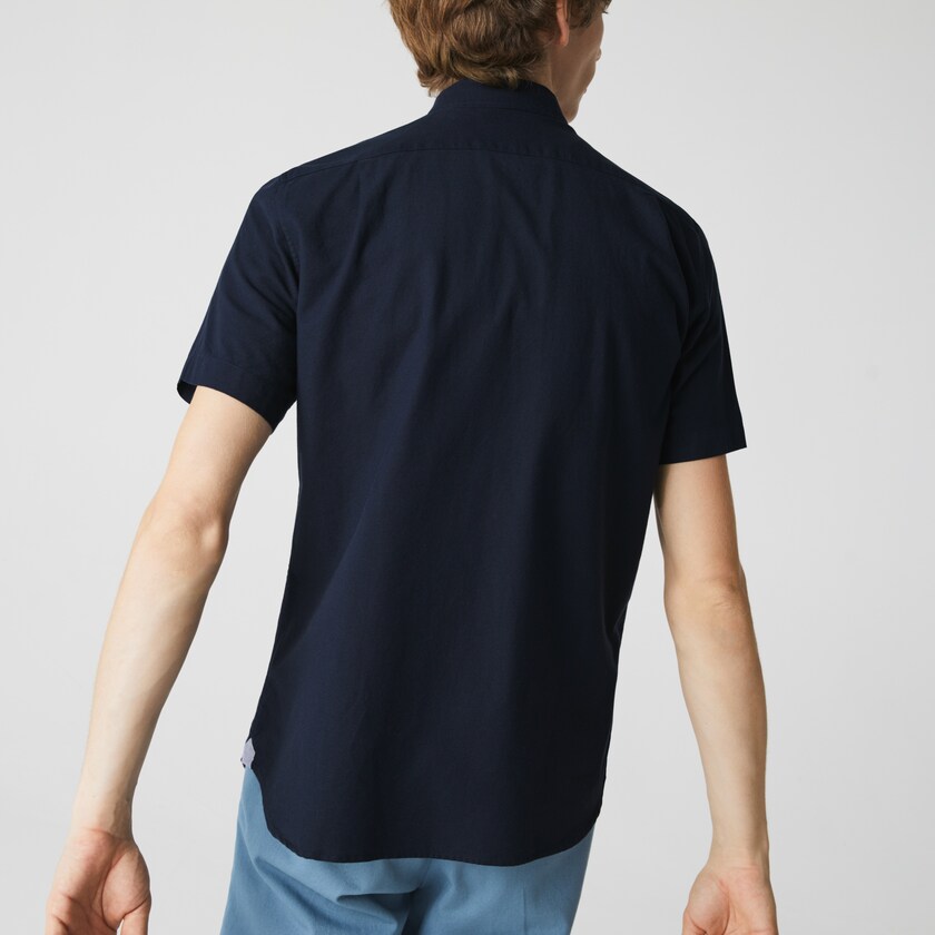 Camisas Lacoste Masculino Azul Marinho Azuis Regular Fit Oxford Cotton GL8-00220X6