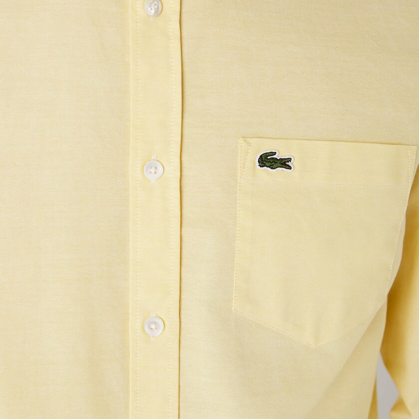 Camisas Lacoste Masculino Amarelas Regular Fit Oxford Cotton WG9-28332L6