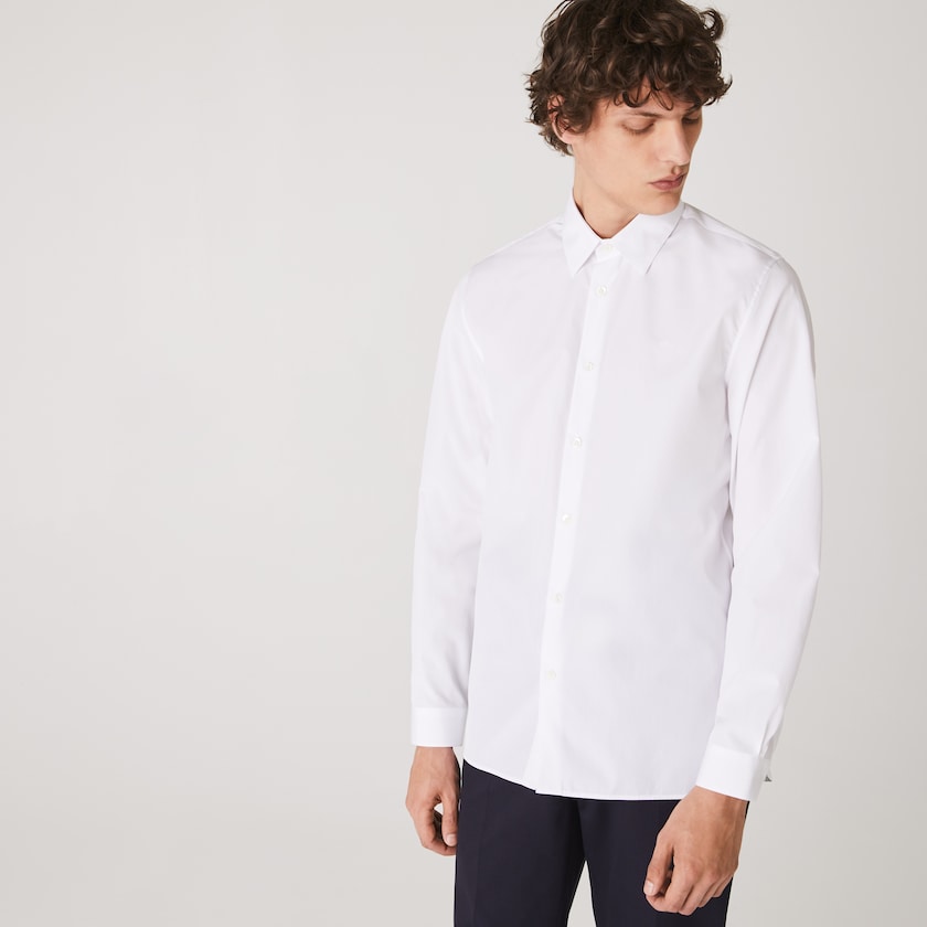 Camisas Lacoste Masculino Branco Regular Fit Premium Cotton Poplin YT8-49784E9