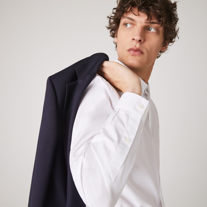 Camisas Lacoste Masculino Branco Regular Fit Premium Cotton Poplin YT8-49784E9