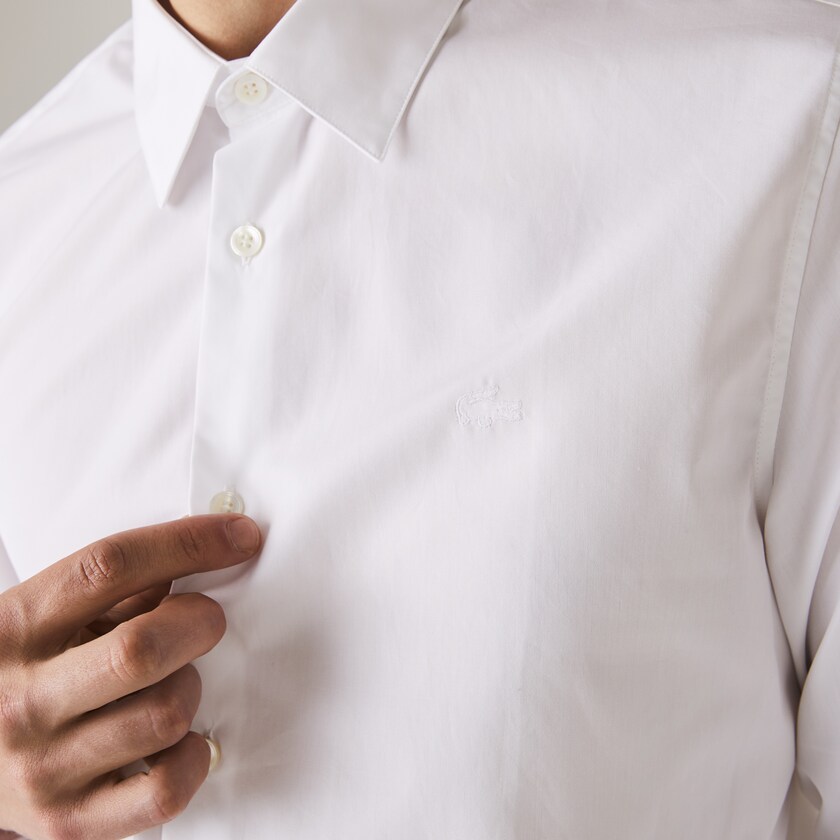 Camisas Lacoste Masculino Branco Regular Fit Premium Cotton Poplin YT8-49784E9