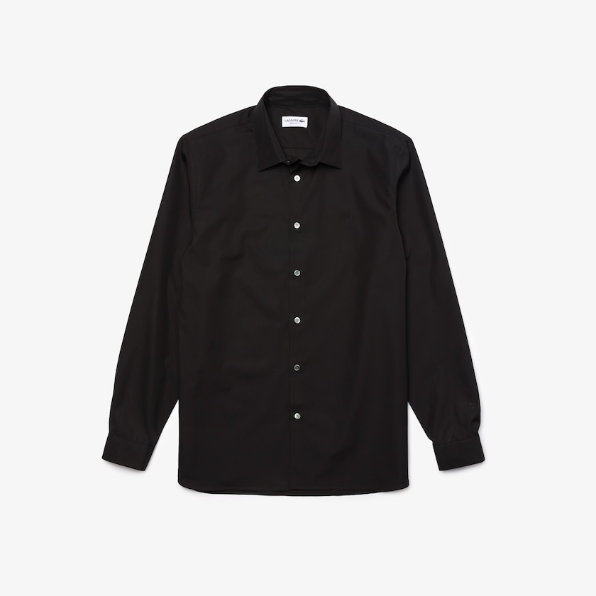 Camisas Lacoste Masculino Pretas Regular Fit Premium Cotton Poplin GO2-09140P2