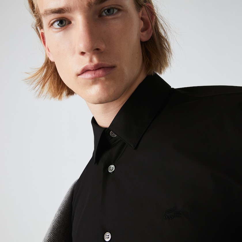 Camisas Lacoste Masculino Pretas Regular Fit Premium Cotton Poplin GO2-09140P2