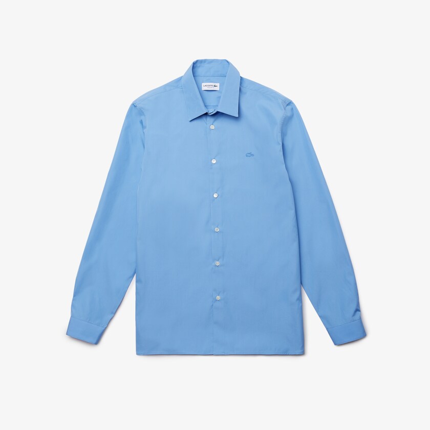 Camisas Lacoste Masculino Luz Azuis Regular Fit Premium Cotton Poplin GY1-79967T0