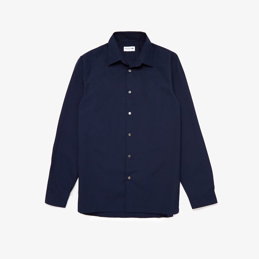 Camisas Lacoste Masculino Azul Marinho Azuis Regular Fit Premium Cotton Poplin BM2-21112T2