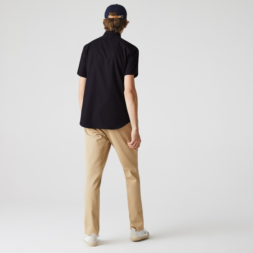 Camisas Lacoste Masculino Azul Marinho Azuis Regular Fit Textured Cotton Poplin PK2-91279R3