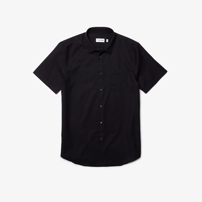 Camisas Lacoste Masculino Azul Marinho Azuis Regular Fit Textured Cotton Poplin PK2-91279R3