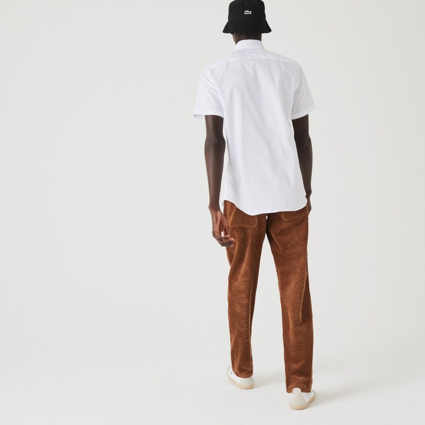 Camisas Lacoste Masculino Branco Regular Fit Textured Cotton Poplin XE9-10601L5