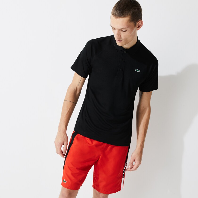 Camisas Lacoste Masculino Pretas SPORT Breathable Run-Resistant Interlock Polo EV6-91999F8