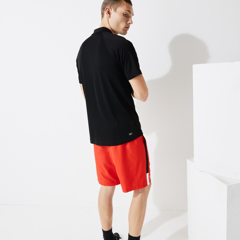 Camisas Lacoste Masculino Pretas SPORT Breathable Run-Resistant Interlock Polo EV6-91999F8